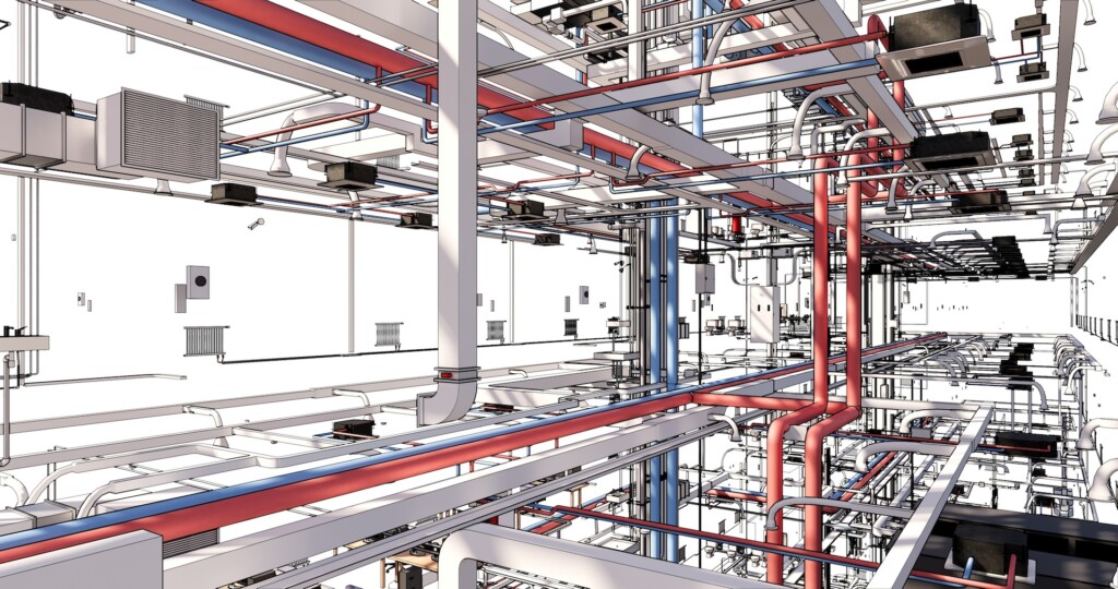 BIM model conceptual visualization of the utilities of the building