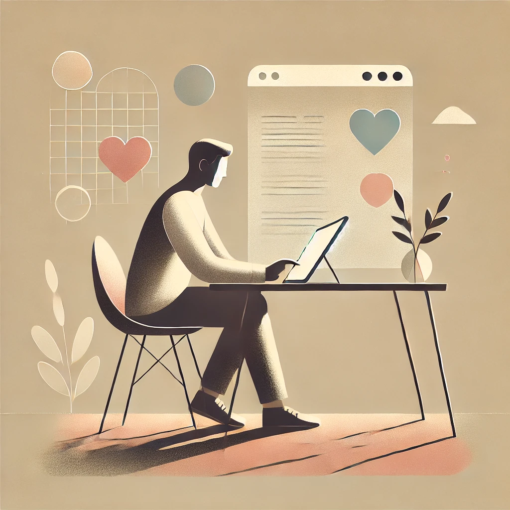 Person working at a laptop illustration