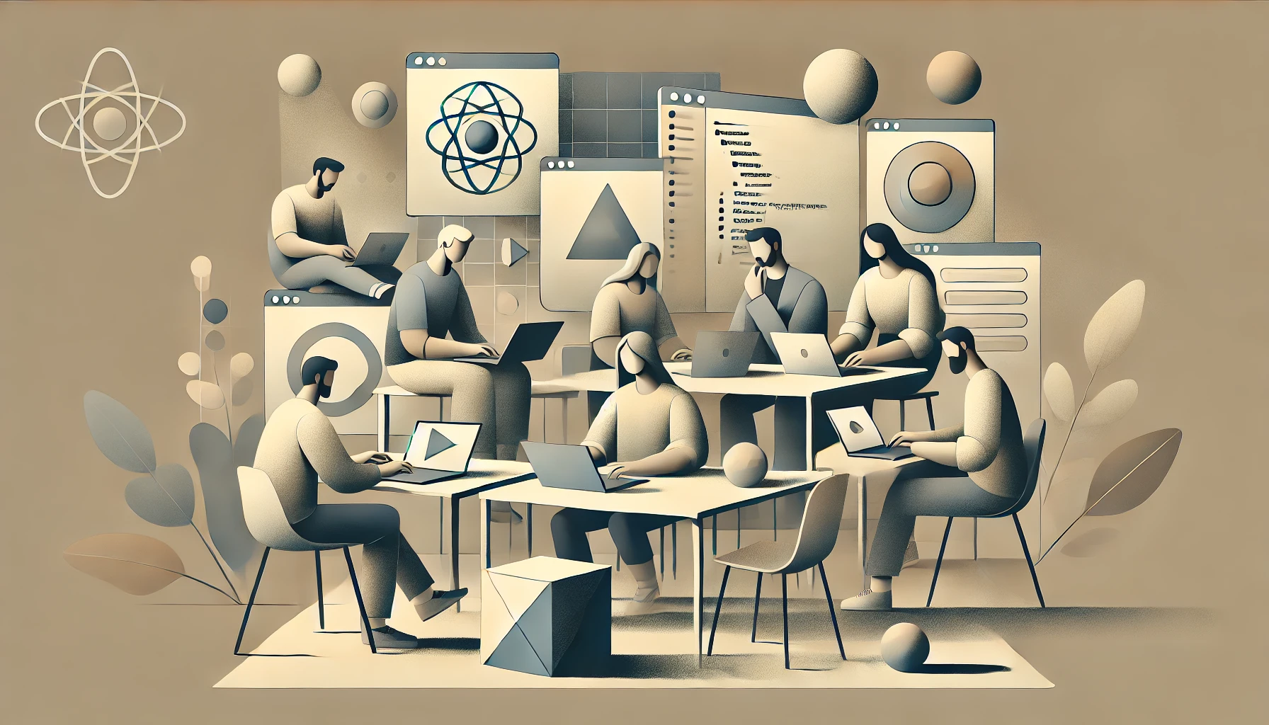 Many people working in an office illustration