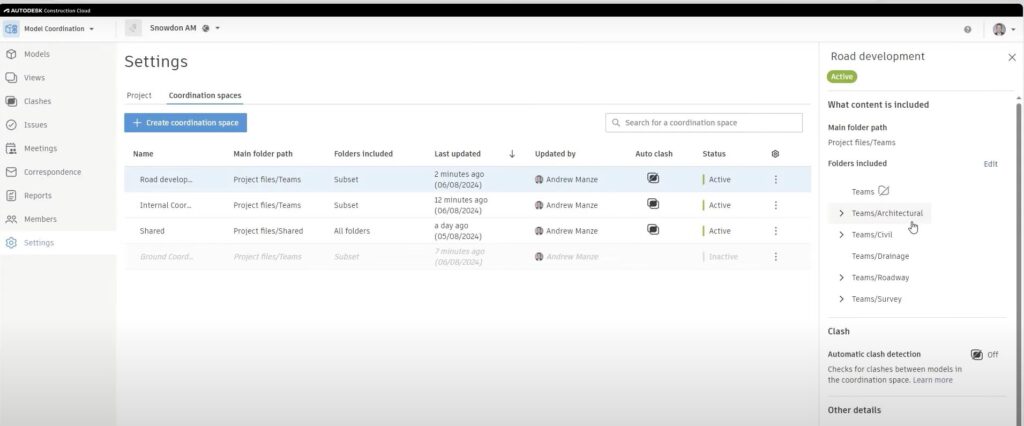 Managing Coordination Spaces screenshot