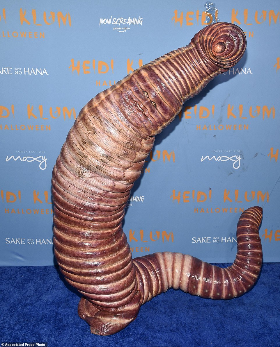 Heidi's face was covered in layers of prosthetics, similar to her stomach-churning worm costume from 2022