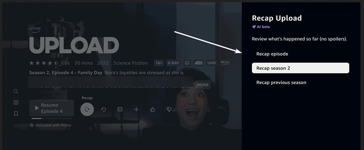 Amazon Prime Video X-Ray Recaps AI feature