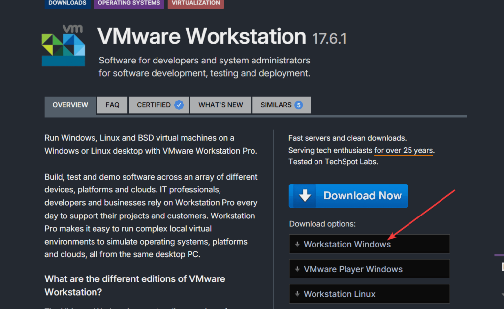 Download the latest VMware Workstation Pro without registration