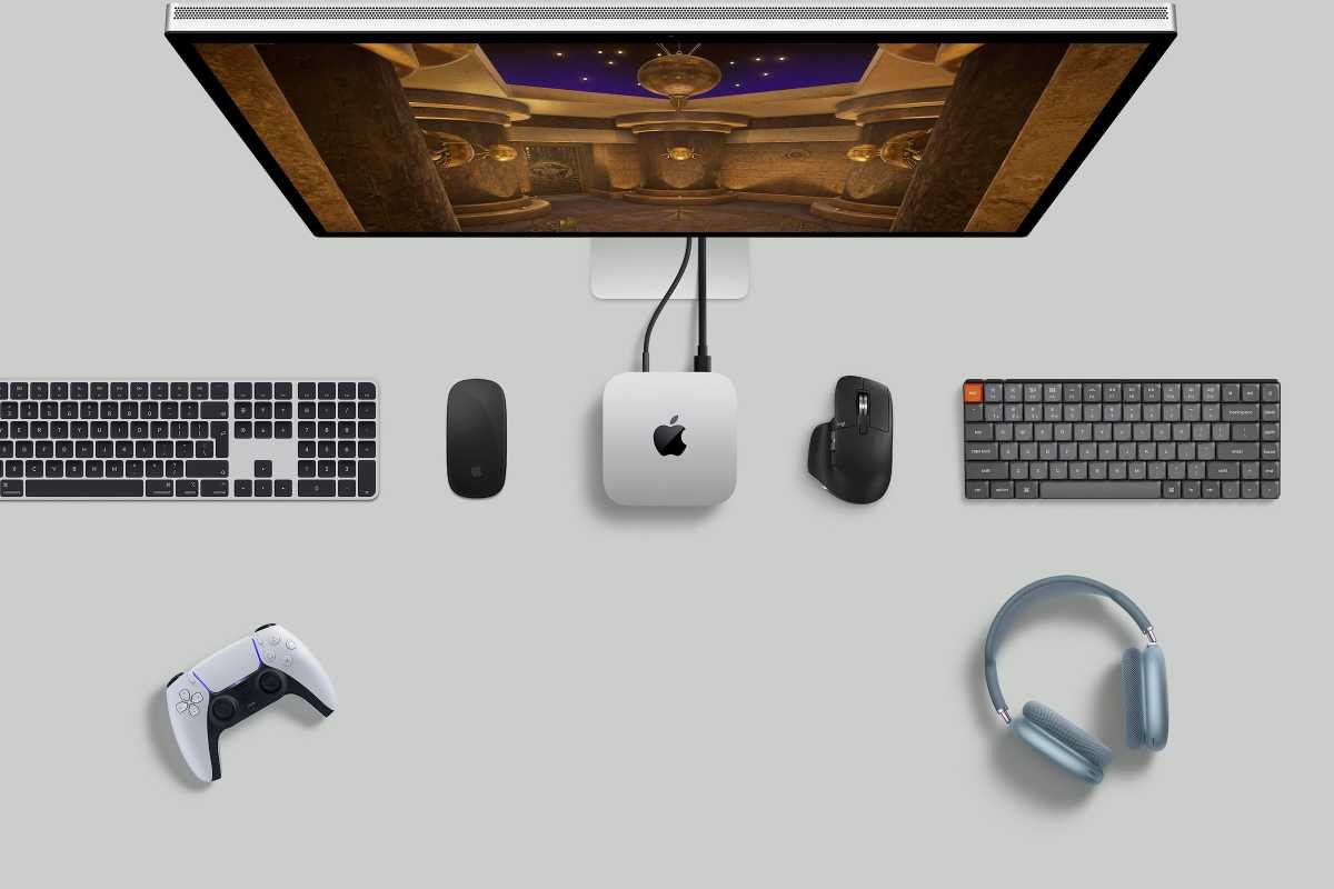 The M4 Mac mini with various accessories