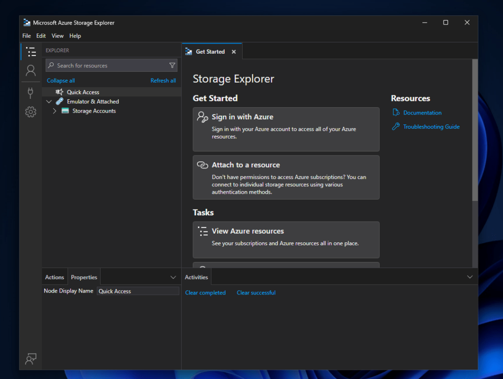 Microsoft Azure Storage explorer winget windows 11 or 10 install