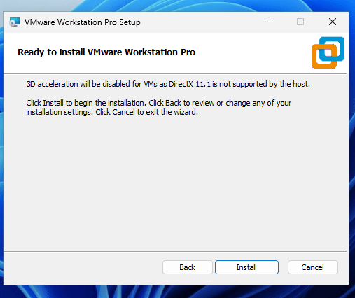 Start Install VMware Workstation Pro windows 11 or 10