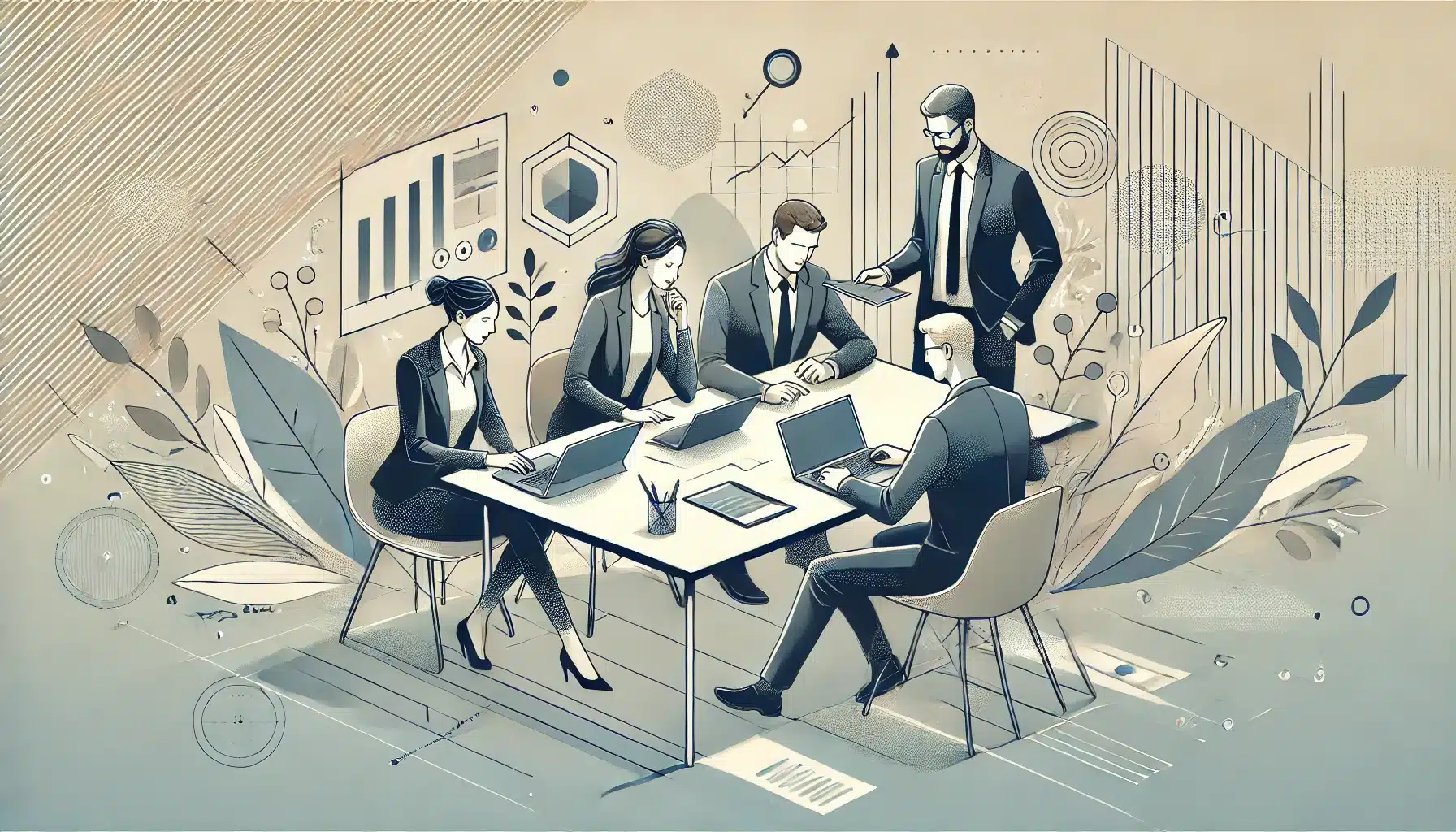 Businessmen attending a meeting illustration