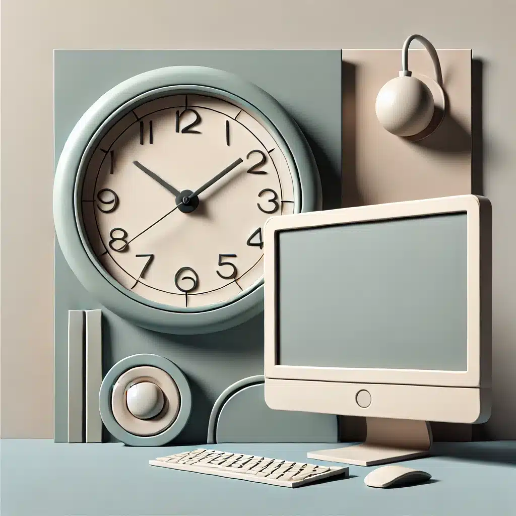 clock and a computer illustration