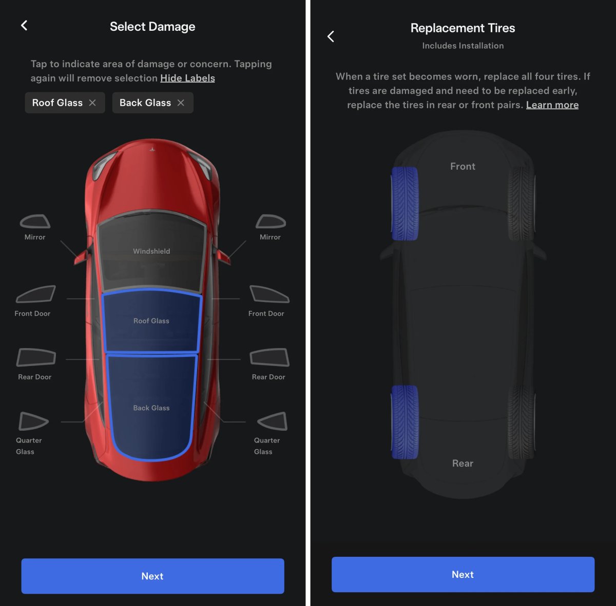 The Tire/Wheel Select Menu