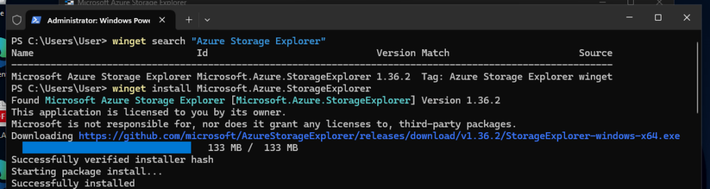 winget install Microsoft.Azure.StorageExplorer