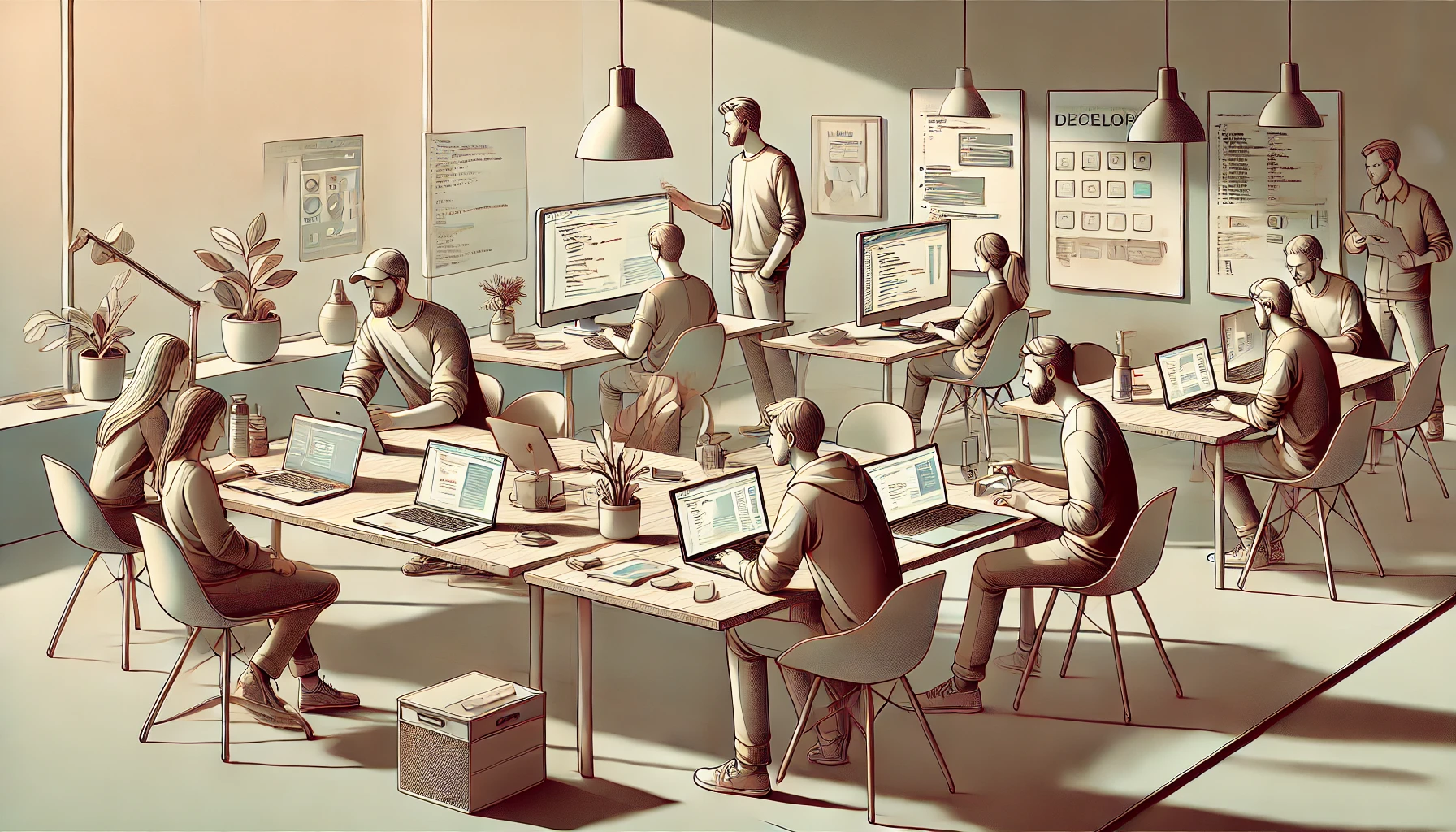 A lot of people working on a project in an office illustration 2