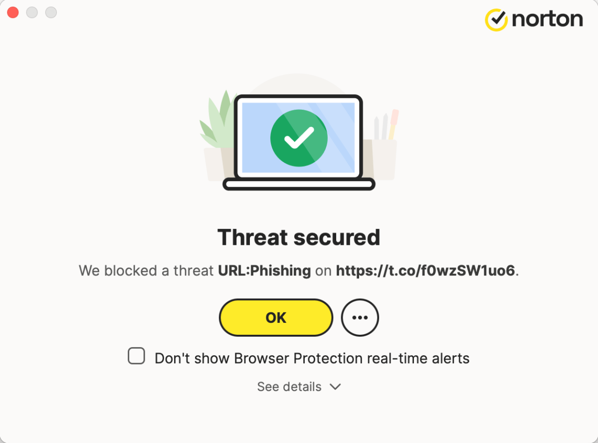 Norton4 Norton 360 stopping a phishing based threat via Gmail s Spam folder