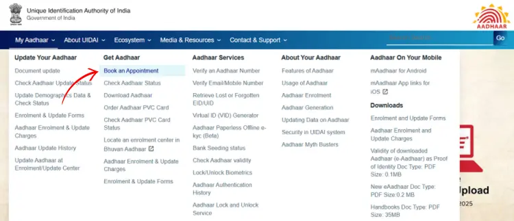 Book Aadhaar Appointment