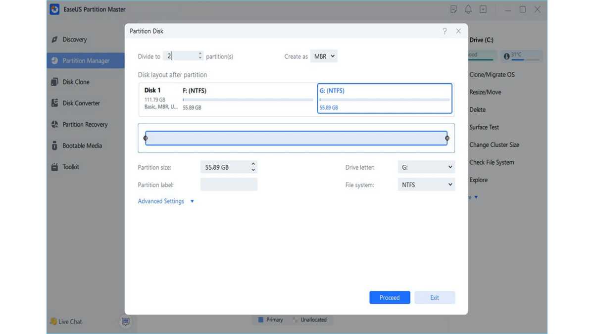 EaseUS partition software