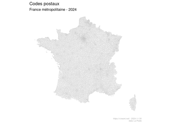 Map of french postal codes