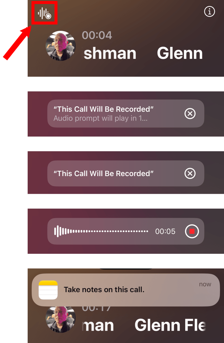 iOS 18.1 call recording sequence