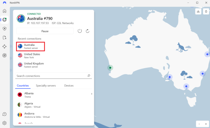 nordvpn australia