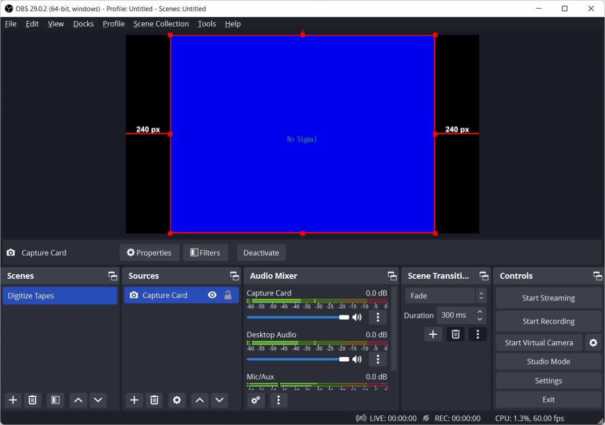 Resizing the player window in OBS