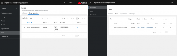 A comparison between the Issues tab and the static report.