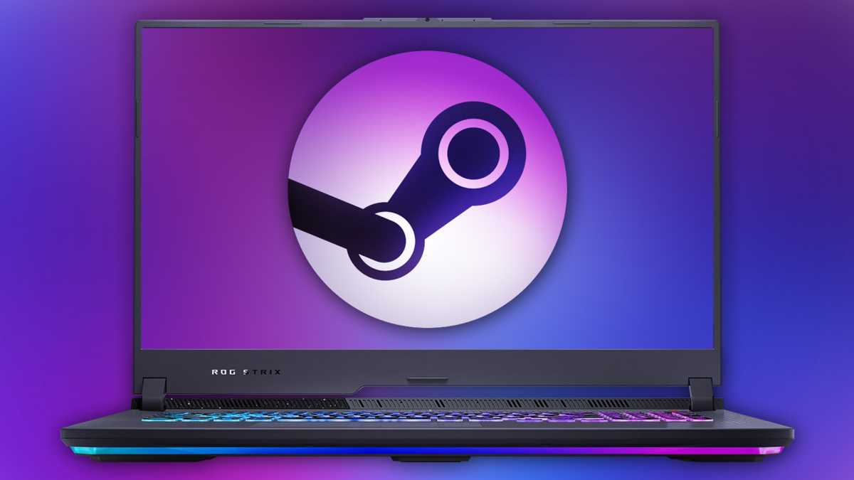 asus gaming laptop with SteamOS logo