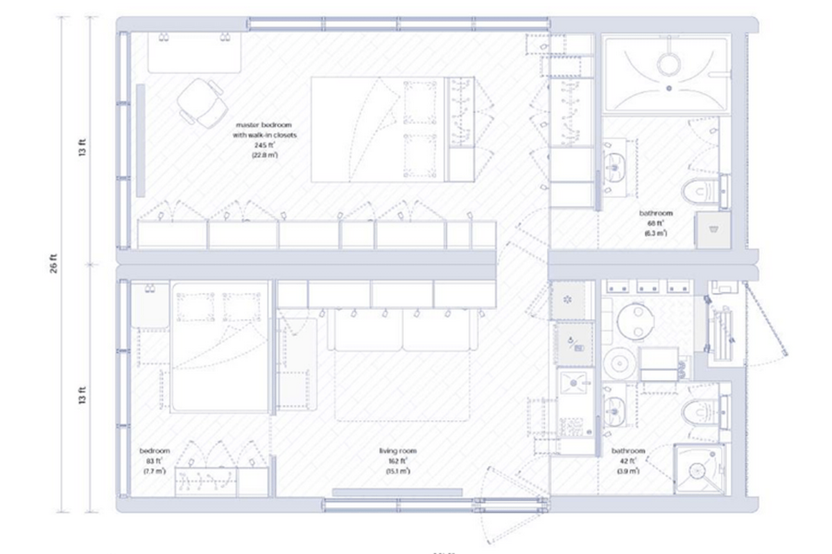 2 bed 2 bath microhaus