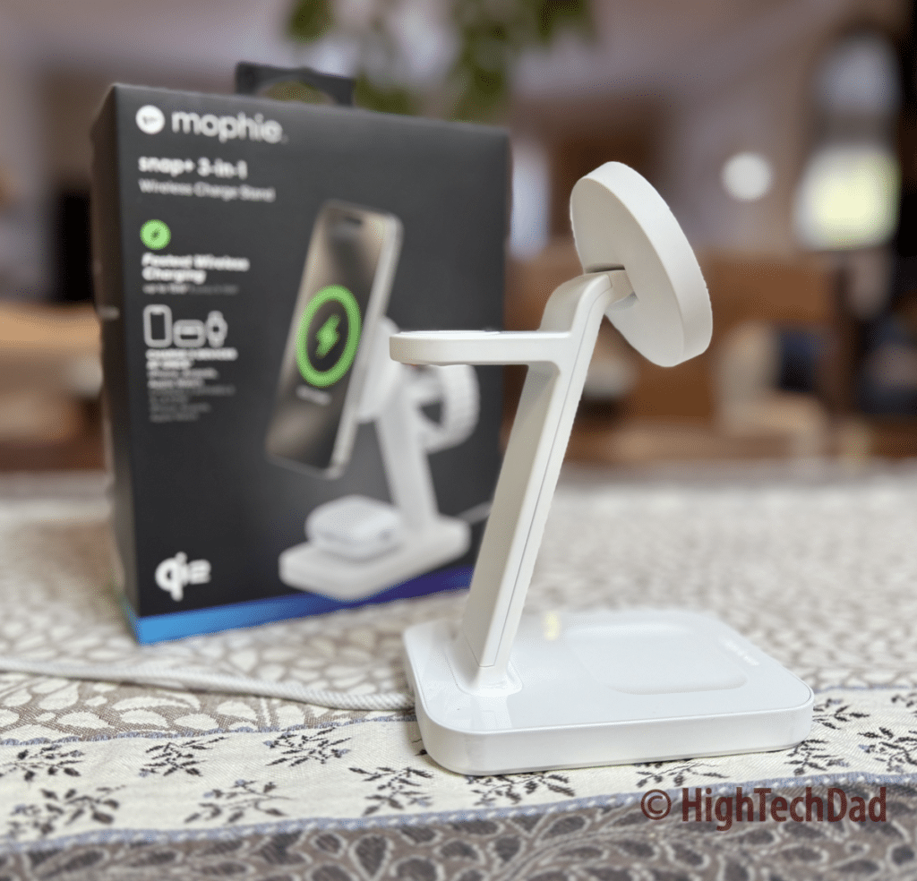 White stand out of box with no devices - mophie snap+ 3-in-1 wireless charger - HighTechDad review