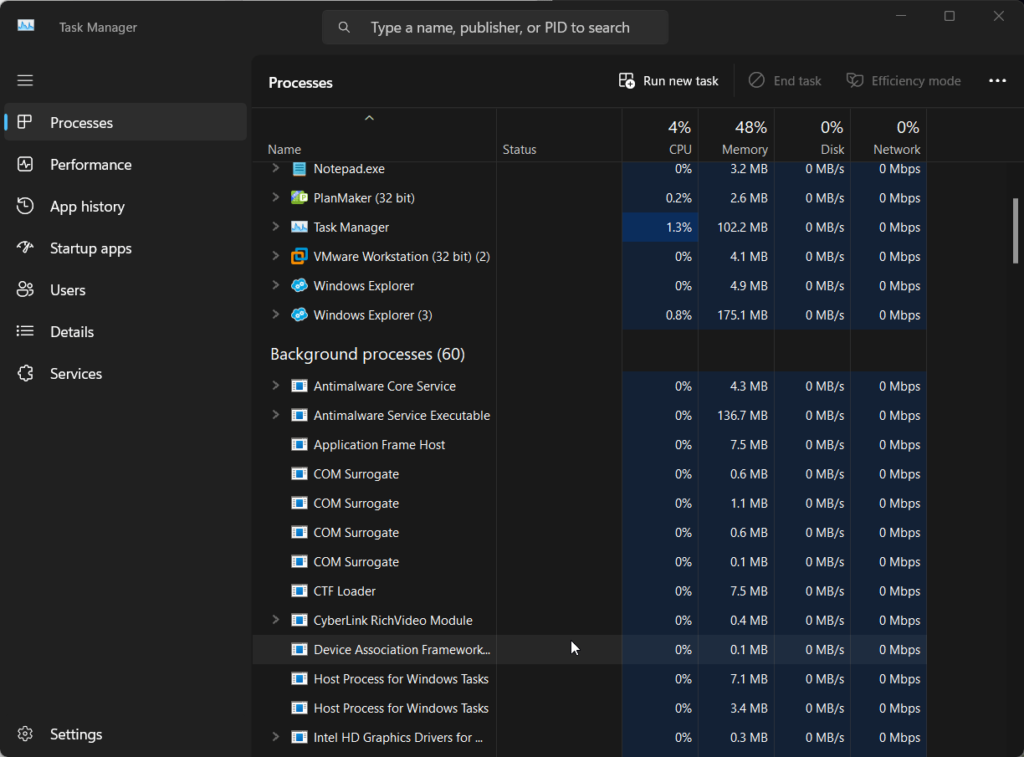 Open Process Manager in Windows 11