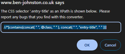 XPath popup from SelectorGadget