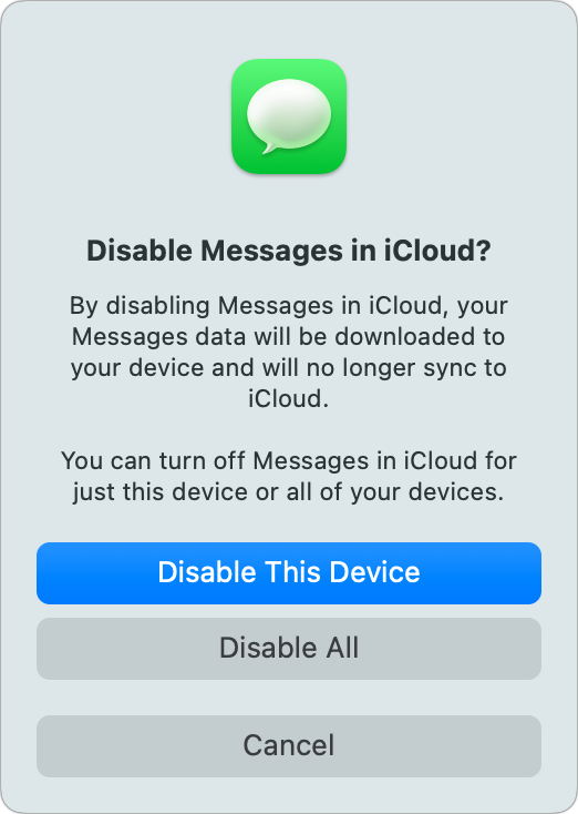 Disable Messages in iCloud