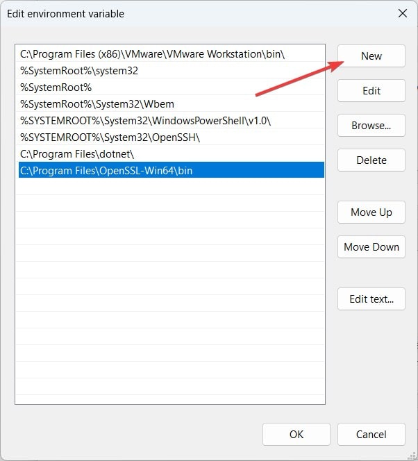 Add OpenSSL’s Installation Path