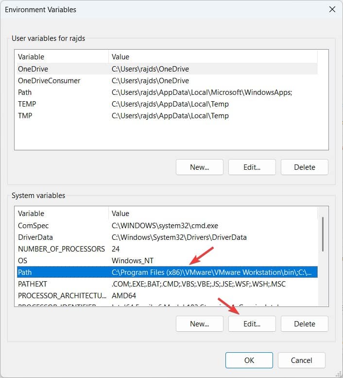 Add System Variables section