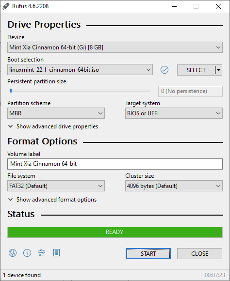 Linux Mint on USB stick