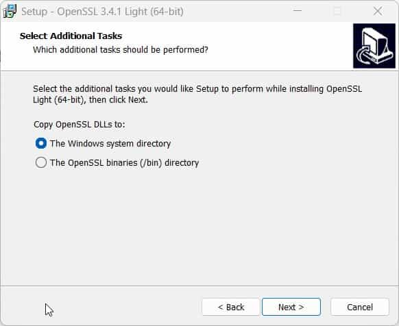 Copy OpenSSL DLLs to the System Directory