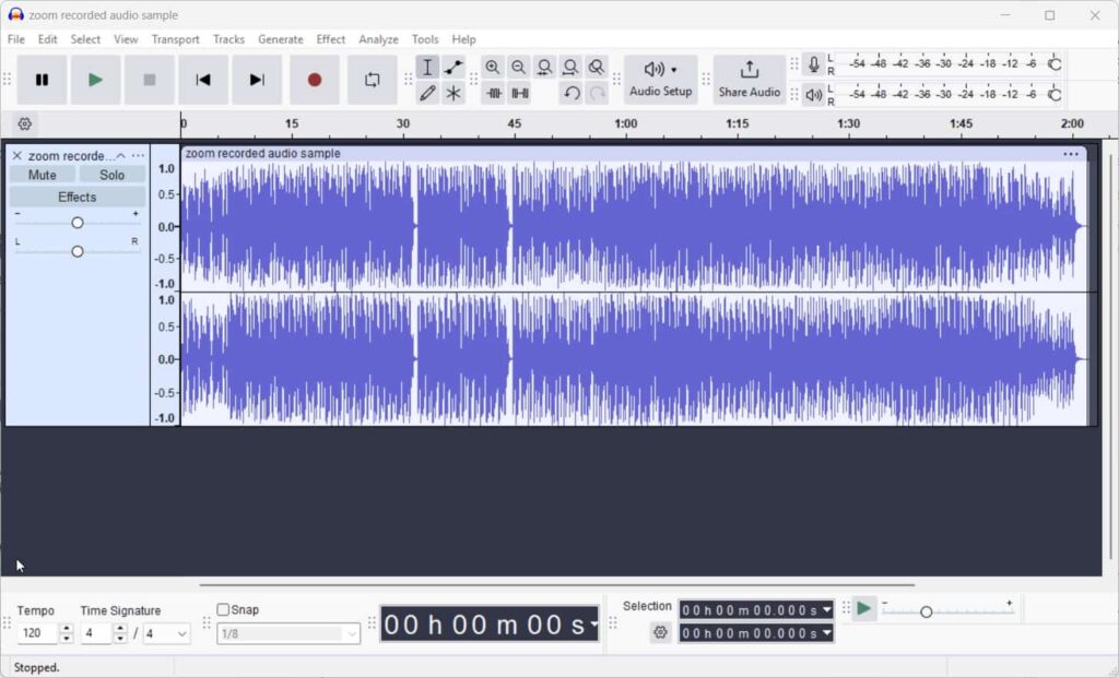 Open Your Zoom Recording in Audacity