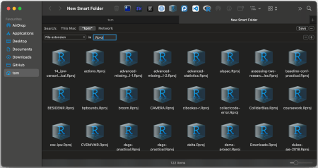 Screenshot of adding the file extension condition as part for a new Smart Folder in macOS Finder.