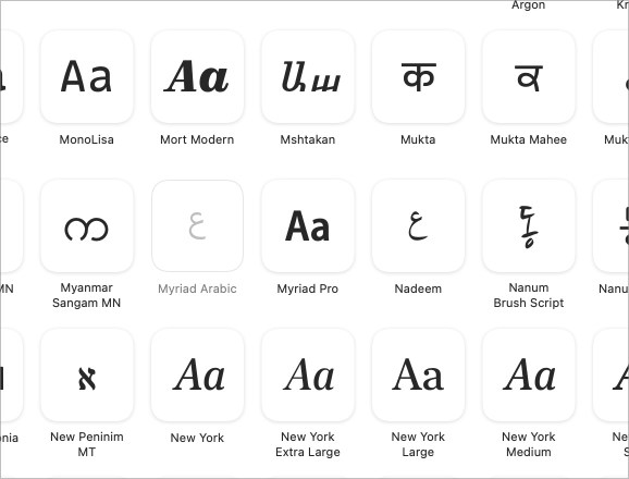 Many typefaces.