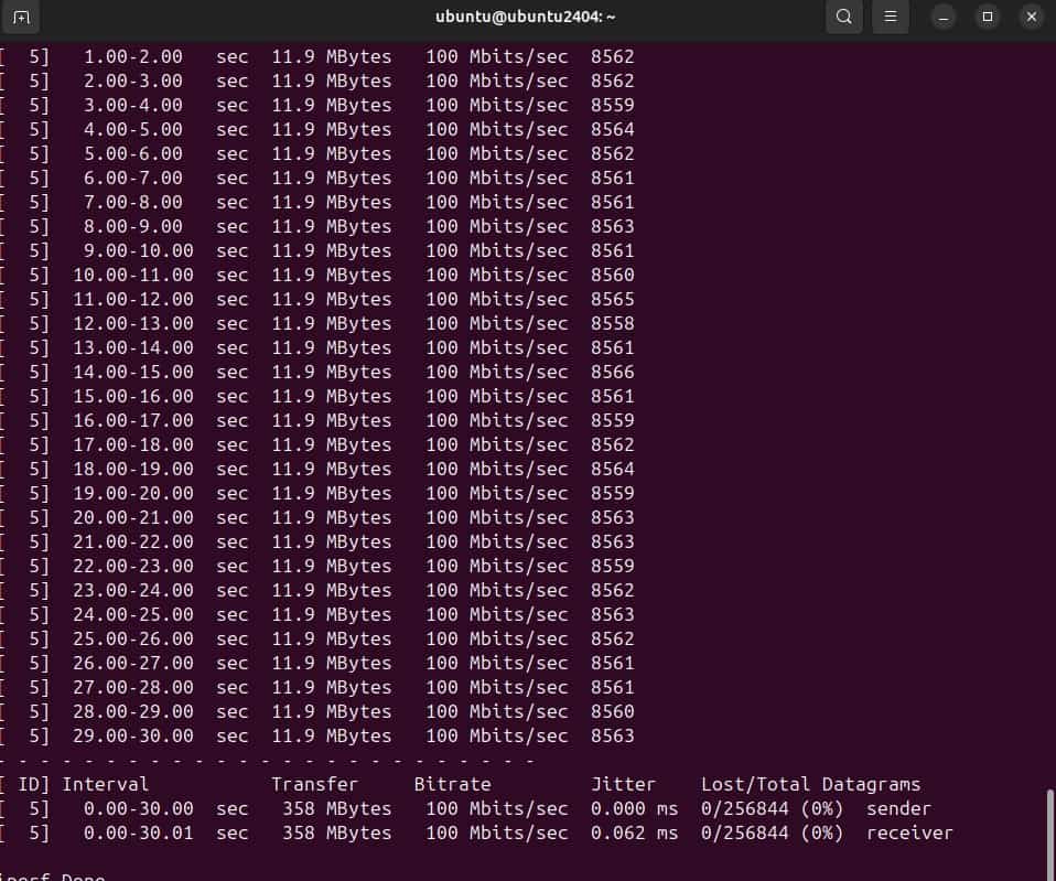 iPerf3 in UDP mode