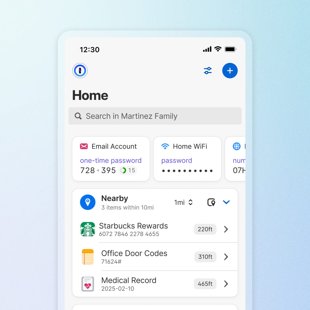 1Password Nearby Passwords