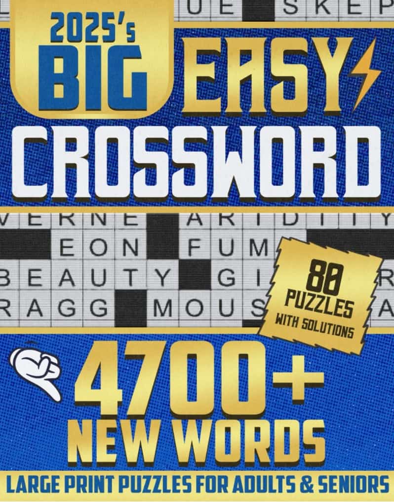 2025 Easy Crossword Puzzle Books for Adults 80 Large Print Puzzles